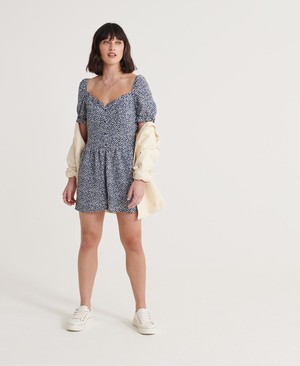 Superdry Quincy Summer Playsuit Női Ruhák Sötétkék | UOXJI0473